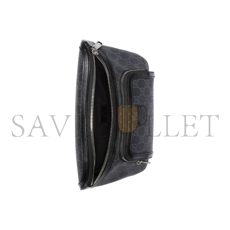 GUCCI GG LARGE CANVAS WITH LEATHER TRIM FANNY 733240 (22*15*4cm)